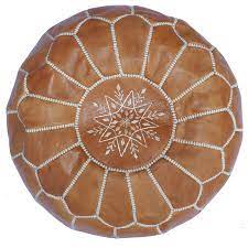 The carmella light brown leather ottoman is sure to make any room your new favorite place to be. 15163 Moroccan Pouf Leather Light Brown Caramel Footstool Ottoman Lounge Furniture