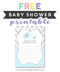 Use any color of card stock that matches your baby shower theme, or go with black and white for a look. Free Printable Baby Shower Light Blue Gray Chevron Elephant Baby Boy Activity Advice For Mommy To Be Instant Download Instant Download Printables