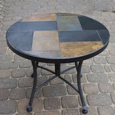 Slate Mosaic Round Accent Table Outdoor End Tables Outdoor Accent Table Patio Accent Table