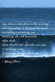 I Go Down To The Shore I Go Down To The Shore In The Morning And Depending On The Hour The Waves Are Rolling Mary Oliver Mary Oliver Poems Mary