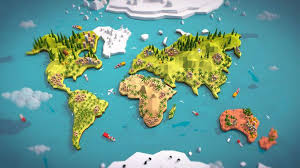Cartoon Low Poly Earth World Map 3d Model Earth World Map Low Poly World Map