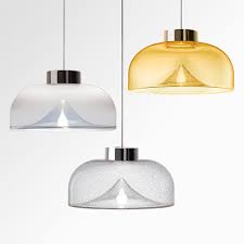 The pendant also has an adjustable height and dimmable function. Pendant Lamp Aella Mini 30 S Leucos Srl Blown Glass Crystal Contemporary