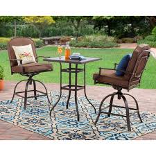 Made from high quality steel construction ,is very durable glass table top easy to clean. Mainstays Wentworth 3 Piece High Outdoor Bistro Set Seats 2 Walmart Com Walmart Com