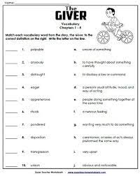The Giver Sources And Worksheets Pre Reading Activities Essay Questions Literature Unit Studies