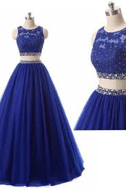 Women S Long 2 Pieces Lace Sequined Evening Party Gowns Beaded Appliques Formal Royal Blue Prom Dresses Royal Blue Prom Dresses Prom Dresses Prom Dresses Blue