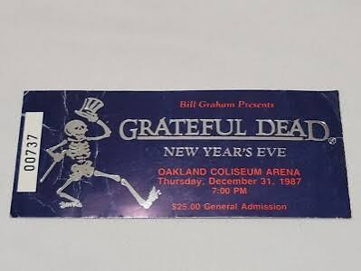 Grateful Dead New Year's Eve December 31 1987 12/31/87 Concert Ticket  Oakland Ca | eBay