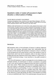 Quantitative Studies Of Student Self Assessment In Higher Education A Critical Analysis Of Findings Cristoforo Colombo