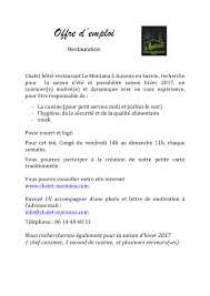C'est lui qui imagine les plats proposés à la carte, en fonction de son imagination et de ses goûts. 2016 Offre D Emploi Fichier Pdf