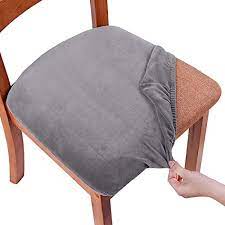 So before you go out and starting filling your shopping cart with different options, take a step pack and decide how your. Buy Smiry Original Velvet Dining Chair Seat Covers Stretch Fitted Dining Room Upholstered Chair Seat Cushion Cover Removable Washable Furniture Protector Slipcovers With Ties Set Of 6 Dark Grey Online In