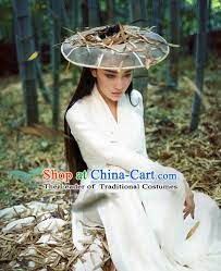 Traditional Chinese Acient Swordswoman Hats Cosplay Swordswomen Mask Veil Headwear Bamboo Hat For Women Hanfu China Girl Chinese Women