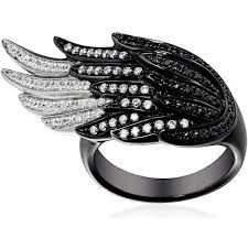 As29 Pinky Wing Ring Black Black Rings Black White Diamond Ring Jaimie Geller Jewelry