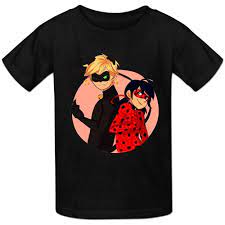 Kidsloveit Boys Girls Miraculous Ladybug Cat Noir Cotton Graphic T Shirts L Black Ladybug Cat Noir Graphic Tshirt Miraculous Ladybug And Cat Noir