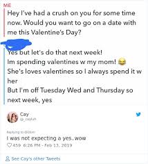 Happy valentines day!hey my loves, i hope you're having an amazing valentines! 30 Women Ask Their Crushes Out On A Valentine S Day Date And Post Their Reactions On Twitter Bored Panda