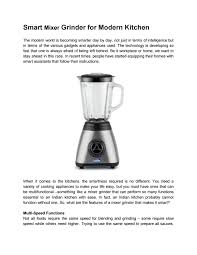 smart mixer grinder for modern kitchen