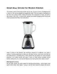 Buy indian kitchen is an online shopping store for all branded indian kitchen appliances like wet grinders, mixer, pressure cooker, blenders, cookware, non stick and kitchenware. Smart Mixer Grinder For Modern Kitchen By Shivangi Issuu