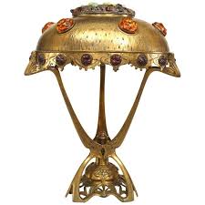 Art Nouveau Hungarian Brass Table Lamp In 2020 Art Nouveau Lighting Brass Table Lamps Art Nouveau Furniture