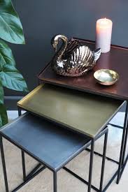 Square Tray Enamel Nesting Tables Set Of 3 Copper X2f Brass X2f Nickel View All New Marangozluk Dekorasyon Metal