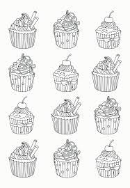 If you like to eat sweet and colorful cakes, you will like to color these pretty, very simple drawings, suitable for all ages. Cup Cake Coloring Pages For Adults Cupcake Coloring Pages Food Coloring Pages Easy Coloring Pages