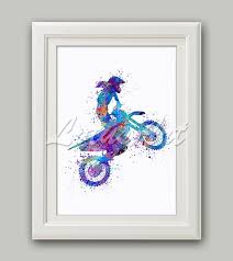 Motocross Wall Art Motorcycle Watercolor Painting Print Sports Etsy Motocross Wall Art Travel Art Print Painting Prints