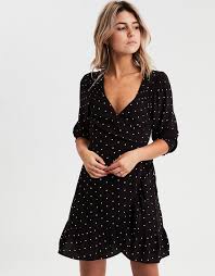 Ae Long Sleeve Wrap Dress Black American Eagle Outfitters Long Sleeve Wrap Dress Short Dresses Casual Black Wrap Dress