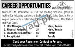 For an entry level advisor, the financial advisor job description is a bit different. Unit Manager Financial Advisor Jobs In Adamjee Life Assurance Co Ltd Yari Pk