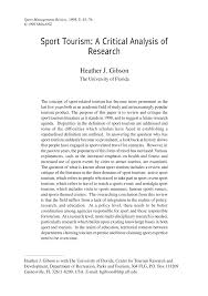 Pdf Sport Tourism A Critical Analysis Of Research