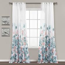 Seashore coral window curtain valance in blue. Set Of 2 84 X38 Zuri Flora Sheer Window Curtain Panels Blue Coral Lush Decor Target