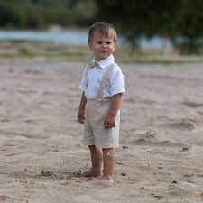 Ring Bearer Outfit Baby Boy Light Beige Outfit Baptism Shorts With Suspenders Boy Linen Suspenders Suit Wedding Suit For Baby Boy Tan Color Abiti Da Sposa Spiaggia Vestiti Da Ragazzo Vestito