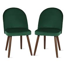Dorel Living Novogratz Burma Upholstered Dining Chair Wooden Legs Set Of 2 Green