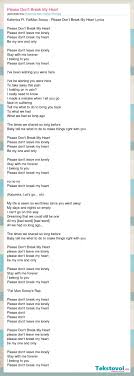 Read or print original don't go breaking my heart lyrics 2021 updated! So Please Dont Break My Heart Lyrics Photos Idea