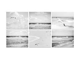 Black And White Beach Scene Wall Art Beach Print Set Ocean Art Set Of 6 Black And White Beach House Decor Bathroom Art Beach Wall Gallery Oc Beach Canvas Art Ocean Canvas Beach Wall Art Set