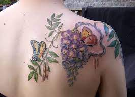 Wisteria Back Lilac Tattoo Butterfly Tattoo Floral Tattoo
