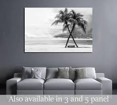Black And White Canvas Prints From Photos Black White View Of Beautiful Beach With Palms Thailand 2863 Ready To Hang Canvas Print In 2020 Black And White Wall Art Water Color World Map Canvas Prints
