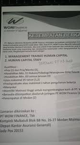 Berikut adalah maklumat yang anda perlukan untuk disewa, termasuk penerangan tugas, keperluan latihan dan pendidikan, maklumat gaji dan tip untuk mendapatkan pekerjaan sebagai juruwang bank. Lowongan Kerja Medan Wom Finance 2 Posisi Lowongan Kerja Medan Terbaru Tahun 2021