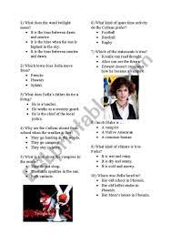 Bella says she is studying for her literature final and then they kiss and edward says, marry me, and she says, no. Twilight Quiz Esl Worksheet By Twin Sister1