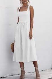 Maybe you would like to learn more about one of these? Square Neck Wide Strap Midi Dress Fabzop 33 56 In 2021 White Sleeveless Midi Dress Womens Midi Dresses Midi Dress Sleeveless