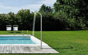 Outdoor showers are an essential component of gardens with swimming pools as well as for sun decks in summer. áˆluxury Aquatica Gamma 514 Freestanding Outdoor Shower Best Prices Aquatica