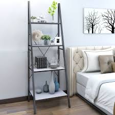 Standregal Bucherregal Leiterregal Mit 4 Ablageflachen Aus Holz Leiterregal Standregal Und Regal