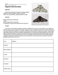 Peppered Moth Natural Selection Simulation Lab By Marjorie Marchin
