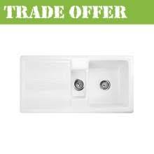 Cleaning ceramic kitchen sink while looking at the many positive perspectives. Ceramic Kitchen Sinks Sinks Taps Com