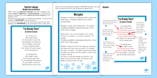 All the world's a stage, and all the men and women merely players; Y5 6 Figurative Language Worksheet Metaphor Reference Sheet