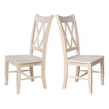 International Concepts Unfinished Wood Double X Back Dining Chair Set Of 2 C 20p The Home Depot Unfinished Wood Chairs Dining Chairs Ladder Back Dining Chairs