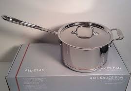 All Clad Copper Core 4 Qt Saucepan 5 Ply With Lid Stainless Steel New Usa All Clad Steel Stainless