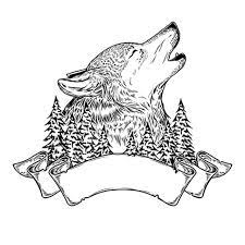 Vector Illustration Of A Howling Wolf With Ribbon Free Logo Design Template Wolf Clipart Wolf Howling Png And Vector With Transparent Background For Free Dow Wolf Illustration Wolf Howling Vector Illustration