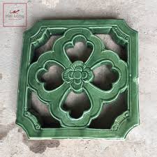 Gạch thông gió hoa bưởi men xanh đồng cổ 30x30 cm - Hải Long Tiles