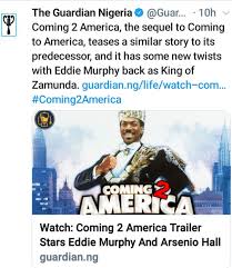 Eddie murphy's akeem is back in search of his heir in the first teaser trailer for coming 2 america. Watch Coming 2 America Trailer Stars Eddie Murphy And Arsenio Hall Video