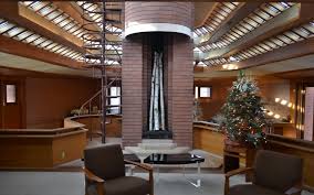 Home Design Charming Frank Lloyd Wright Interiors At Wingspread With Spiral Staircase And Christmas T Architecture Design Frank Lloyd Wright Interior Design
