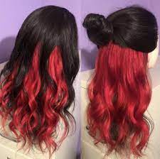 Clip In 16 Custom Color Red Hair Extension Peekaboo Underlights Hair Accessories In 2021 Hair Color For Black Hair Hair Color Streaks Hair Color Underneath