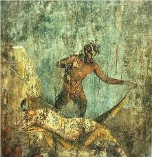 The Great God Pan With A Girl And Now Helen Is With Her Companions Roman Fresco House Of Diana Pompeii Mu Mythology Art Satyr Photography Illustration