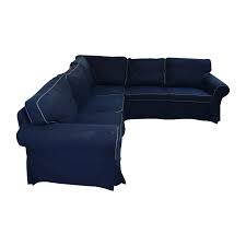 Navy 2 seater denim fabric ikea sofa. 43 Off Ikea Ikea Ektorp Navy Blue Skirted Sectional Sofas